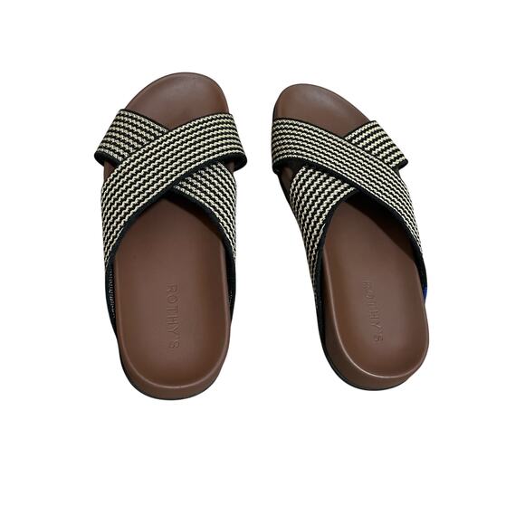 Rothy's The Weekend Slides in Toffee Stripe Women's Size 9 - Picture 3 of 4